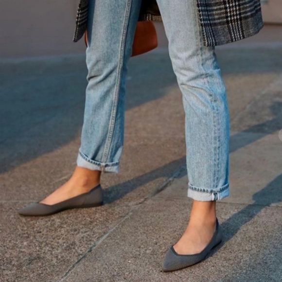 Rothy's The Point Cloud Grey Birdseye Ballet Flats Women’s Size 8 - Picture 2 of 8